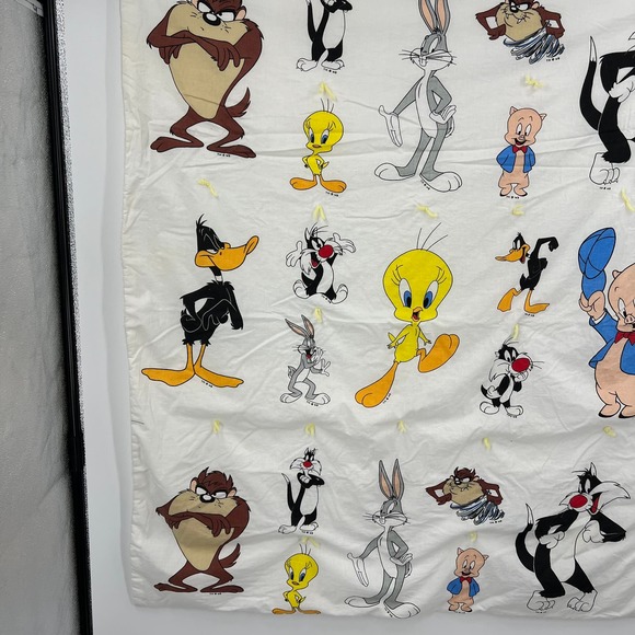 Vintage Looney Tunes Blanket Throw Quilt Tweety Taz Bugs Daffy Pepe Le Pew 35x50 - Picture 6 of 8